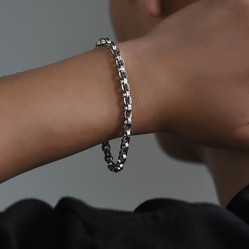 Bracelet en métal créatif sculpté Buddha Stones en argent sterling 925 Om Mani Padme Hum