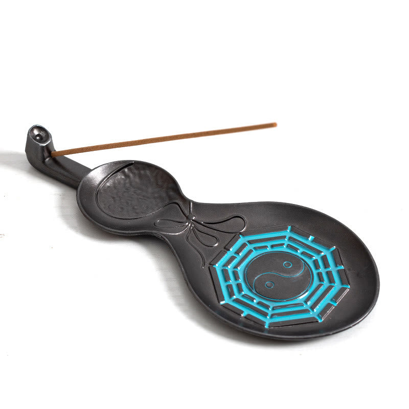 Brûleur d'encens en cuivre avec bénédiction en forme de gourde Yin Yang Bagua