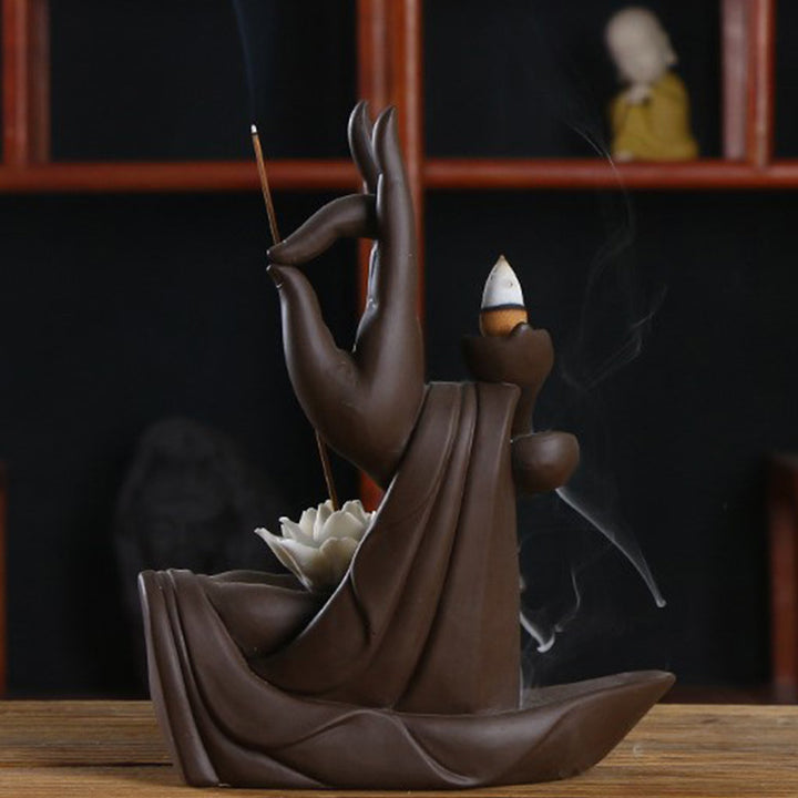 Brûleur d'encens Buddha Stones avec bénédiction du lotus