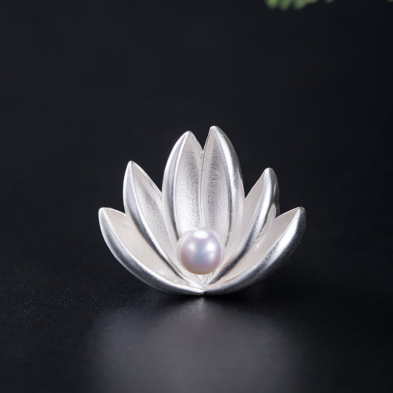 Buddha Stones Argent Sterling 925 Fleur de lotus Perle Nouveau départ Broche - LOTUS (Éveil ♥ Nouveau départ) - image 0