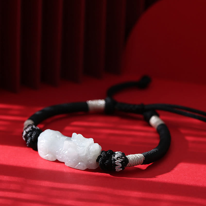 Bracelet tressé en jade naturel PiXiu fait à la main avec Buddha Stones