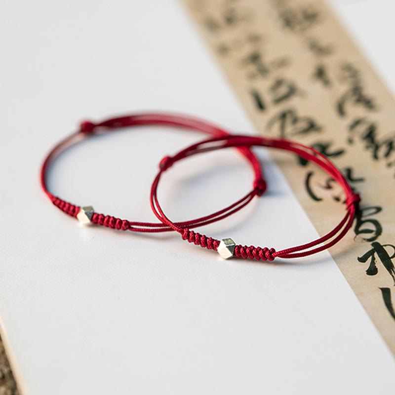 Bracelet tressé en argent sterling 925 avec perles porte-bonheur et protection en fil rouge avec Buddha Stones