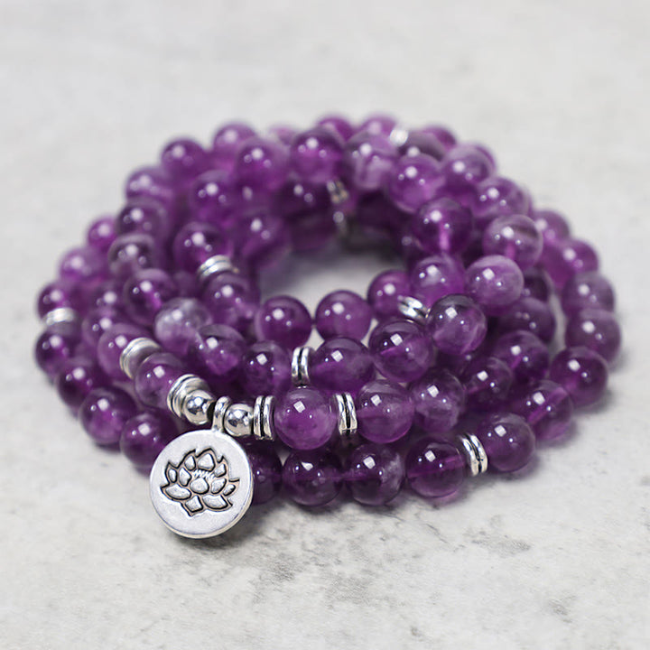 Bracelet Mala Purification Améthyste Naturelle Buddha Stones