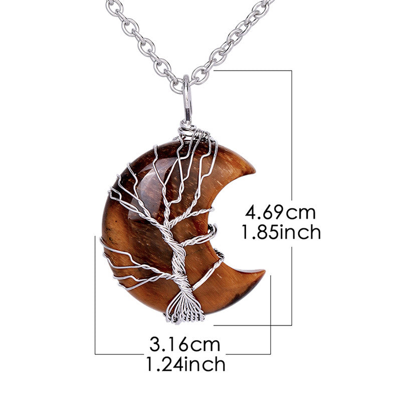 Collier pendentif en cristal de quartz naturel Buddha Stones Moon Tree Of Life Healing Energy - image 17