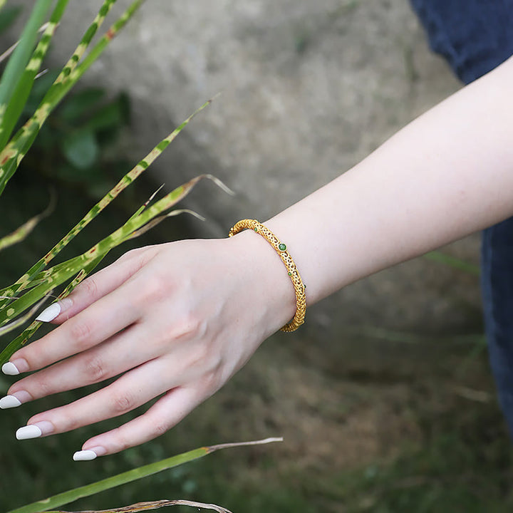 Bracelet de guérison calme et de Buddha Stones en cuivre et jade cyan