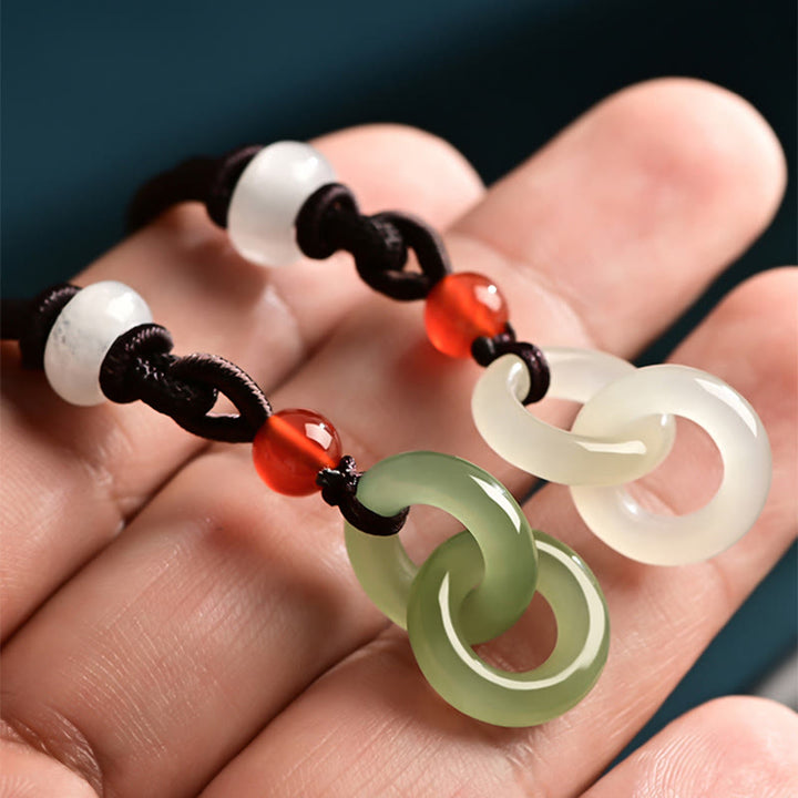 Buddha Stones naturel Hetian en jade blanc et double boucle de paix - image 9