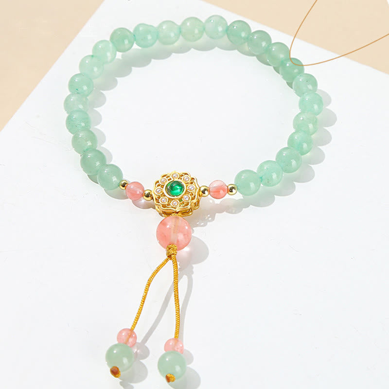 Buddha Stones Bracelet de perles de chance en Aventurine Verte