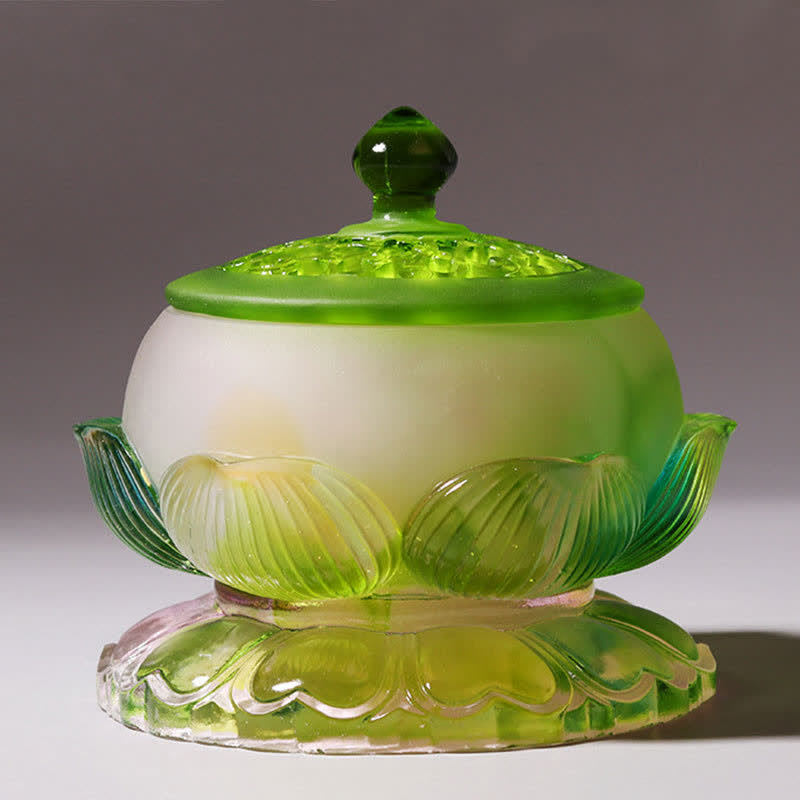 Pièce d'art en cristal Liuli faite à la main en forme de lotus Feng Shui pour la maison ou le bureau