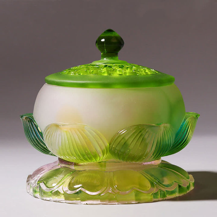 Pièce d'art en cristal Liuli faite à la main en forme de lotus Feng Shui pour la maison ou le bureau