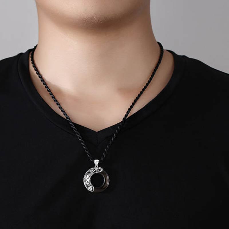 Collier pendentif rond en obsidienne glacée avec 12 constellations du zodiaque de Buddha Stones - image 14