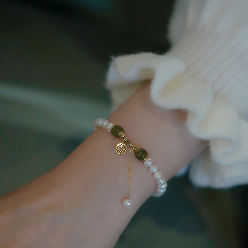 Bracelet de perles de sagesse et de bonheur en jade Hetian naturel