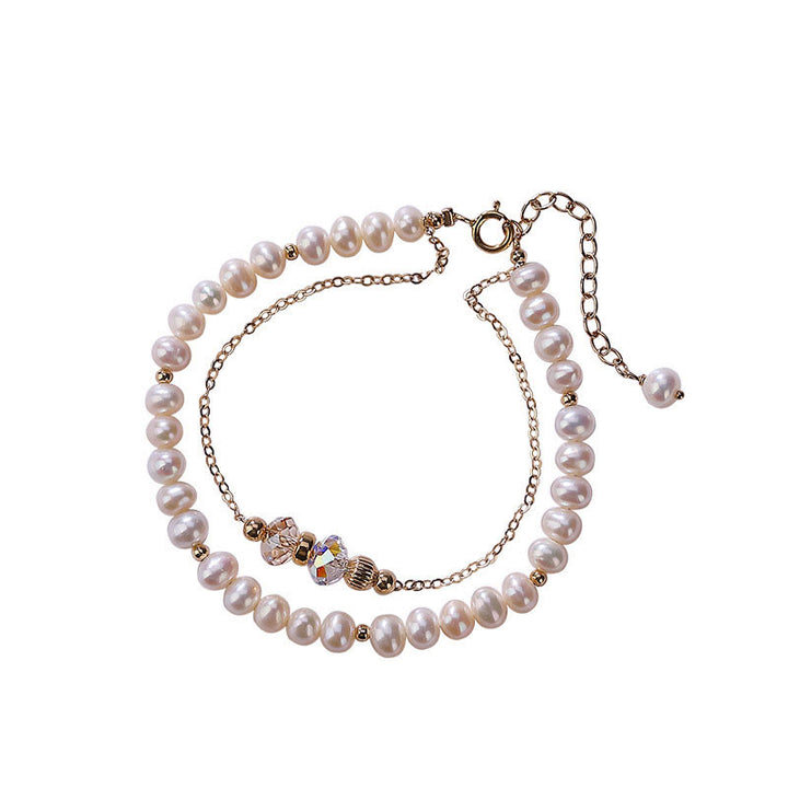 Bracelet double couche de guérison en perles naturelles en argent sterling 925 plaqué or 14 carats avec Buddha Stones