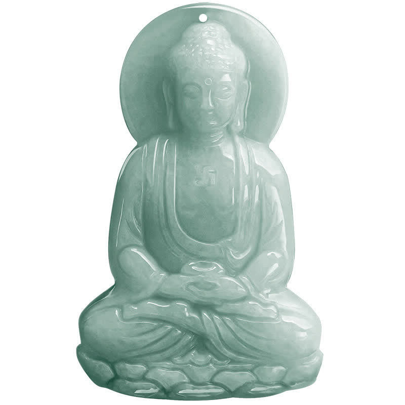 Collier en cordon de compassion avec amulette en jade Bouddha Amitabha et Buddha Stones