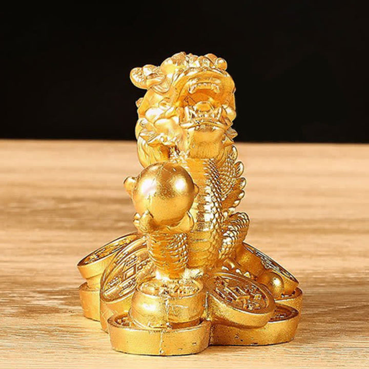 Buddha Stones Feng Shui Dragon Pièce de monnaie en cuivre Richesse Succès Chance Décoration