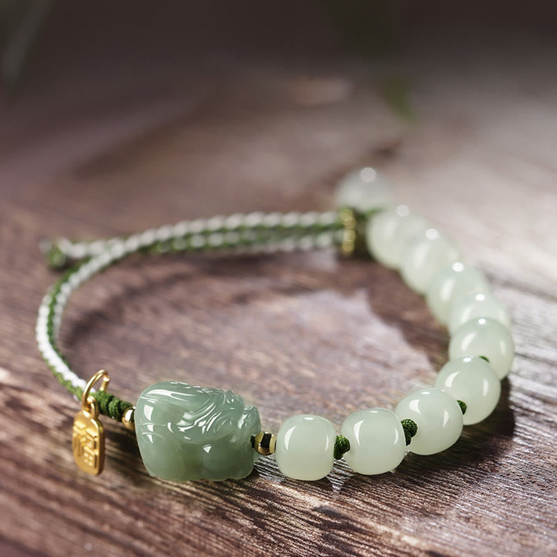 Bracelet en jade naturel Hetian PiXiu Luck Fu