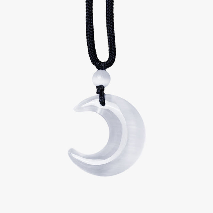 Collier pendentif en forme de croissant de lune en cristal d'obsidienne et de sélénite avec Buddha Stones et argent naturel, protection du couple Yin Yang - image 15