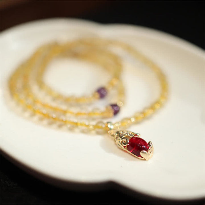Bracelet de protection du bonheur et de la prospérité PiXiu en Buddha Stones Citrine Améthyste