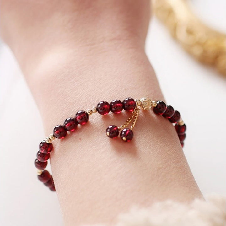 Bracelet Buddha Stones en alliage plaqué or 14 carats et grenat naturel apaisant - image 8