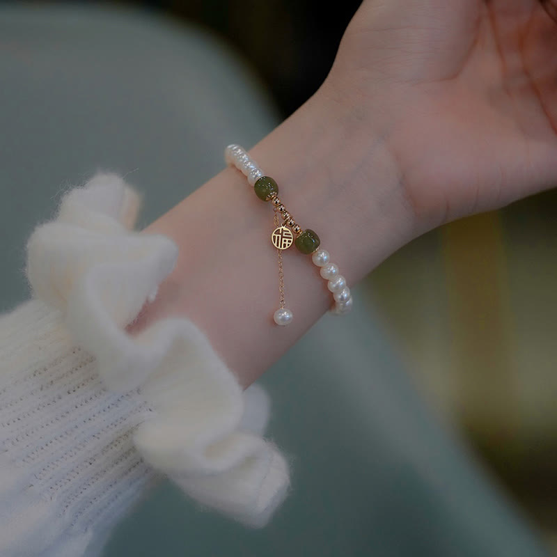 Bracelet de perles de sagesse et de bonheur en jade Hetian naturel