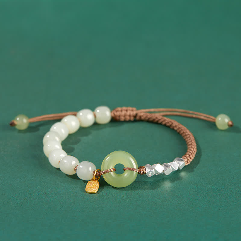 Bracelet porte-bonheur en perles de jade Hetian en argent sterling 925 Buddha Stones - Kaki - image 17