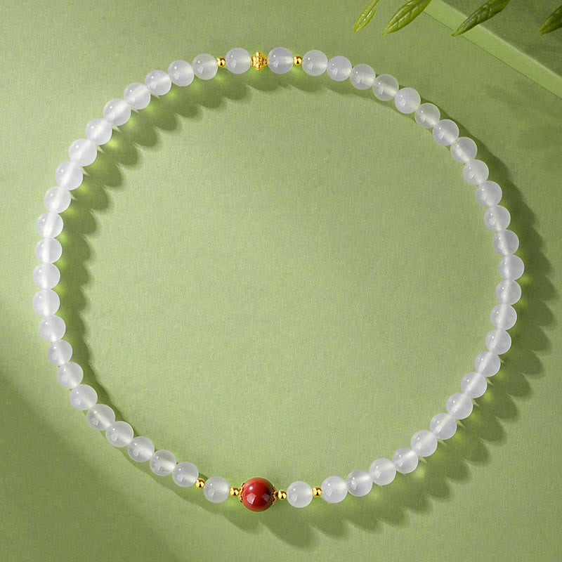 Bracelet de protection double tour en argent sterling 925 et agate blanche naturelle de Buddha Stones