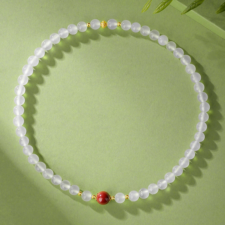 Bracelet de protection double tour en argent sterling 925 et agate blanche naturelle de Buddha Stones