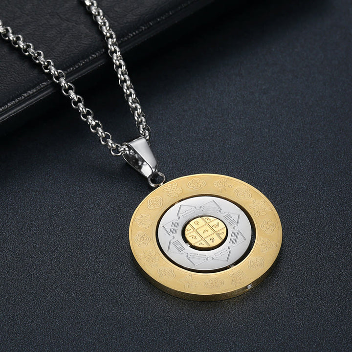 Buddha Stones Zodiaque chinois Neuf palais Huit diagrammes Amulette Bagua Collier d'harmonie Pendentif rotatif