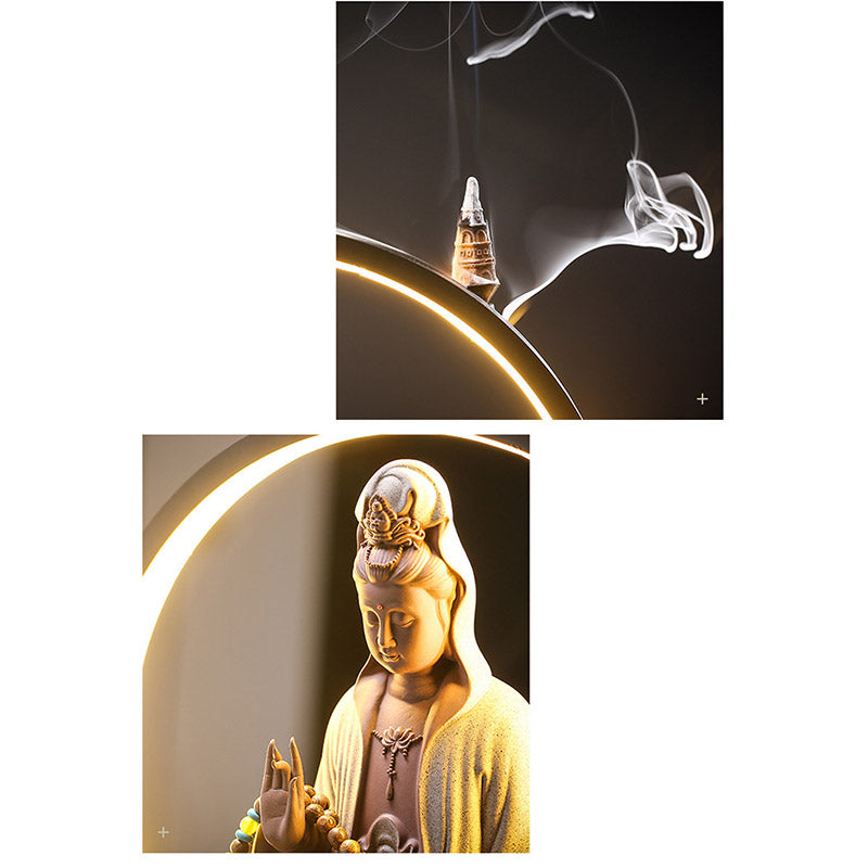 Buddha Stones Bouddha Avalokitesvara Céramique Lotus Relaxation Brûleur d'encens Décoration - image 15