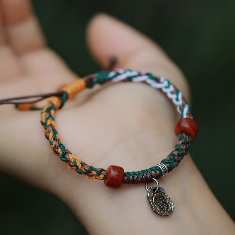 Bracelet tressé en os de chameau fait main en argent tibétain 925 avec pierres de Buddha Stones , déesse de la richesse, Zakiram
