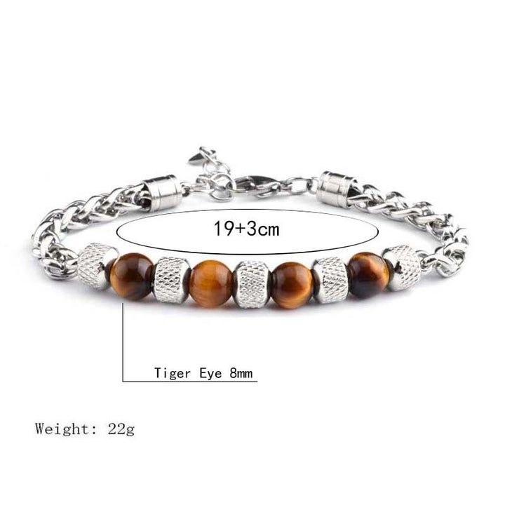 Bracelet courageux en perles d'onyx noir et œil de tigre Buddha Stones - image 3