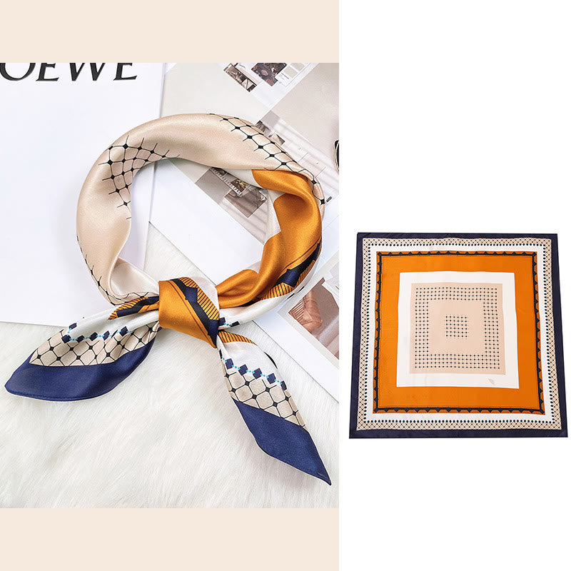 Foulard pour cheveux en soie de mûrier 100 % Buddha Stones et scène pastorale en montgolfière