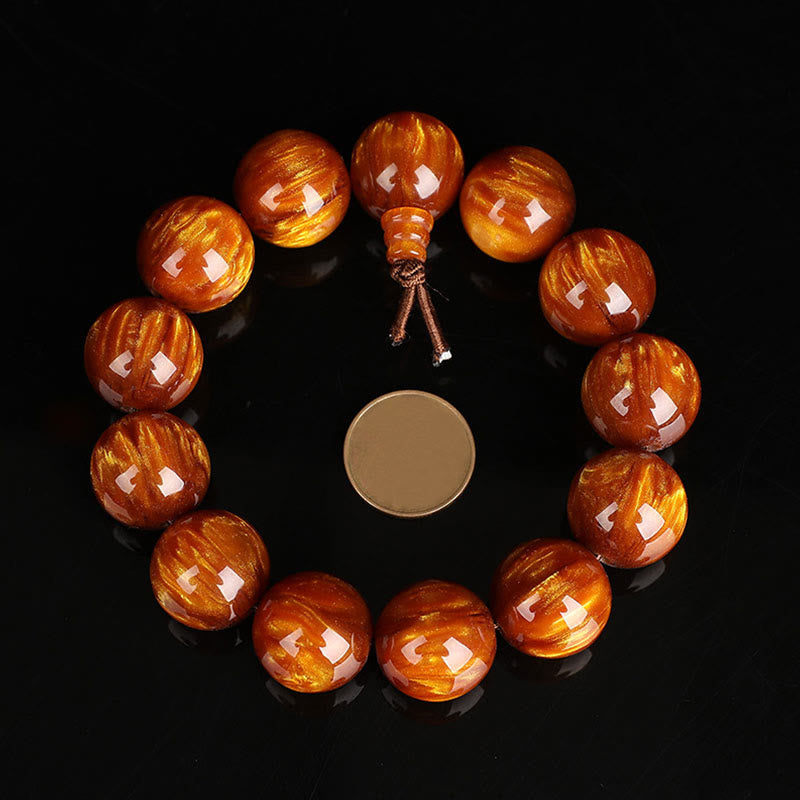 Bracelet Mala positif de réussite en saule de mer doré Buddha Stones