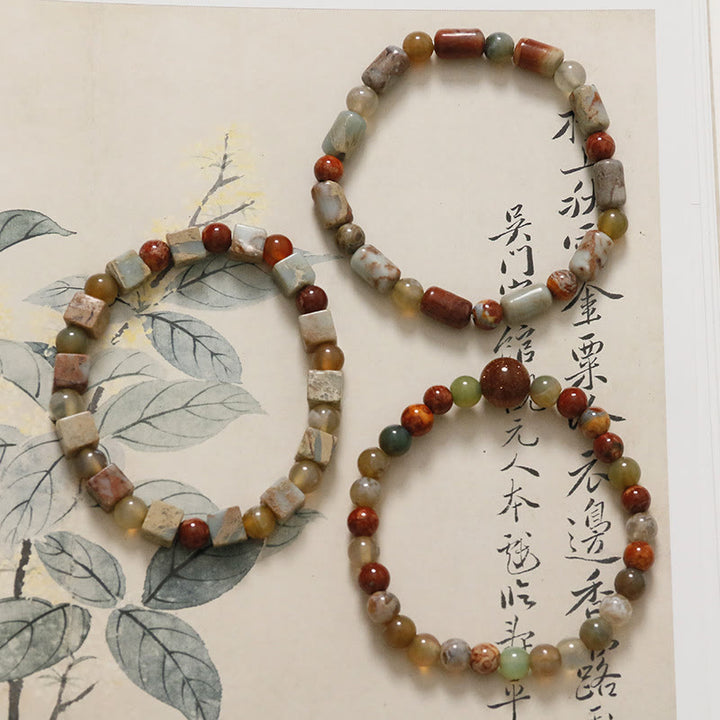 Bracelet de protection en agate et jaspe en Buddha Stones