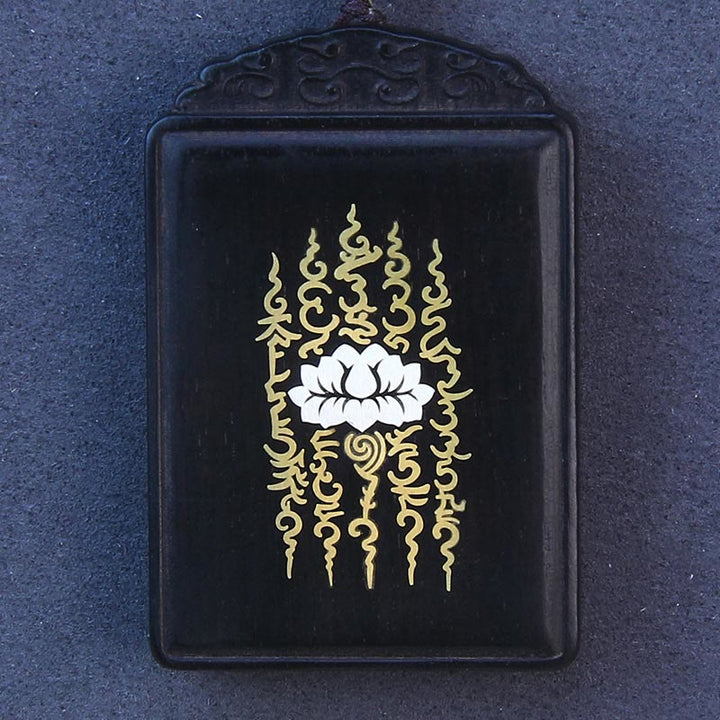 Collier pendentif calme en bois d'ébène incrusté de lotus en argent sterling 999 Buddha Stones - image 4