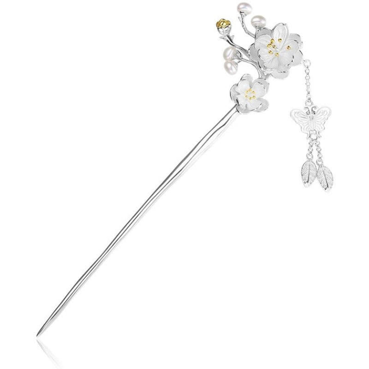 Épingle à cheveux à pompon en forme de papillon et de fleur de prunier - image 9
