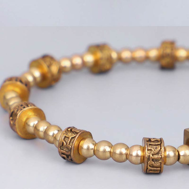 Bracelet de richesse tibétain avec six mots vrais et malédictions de Buddha Stones