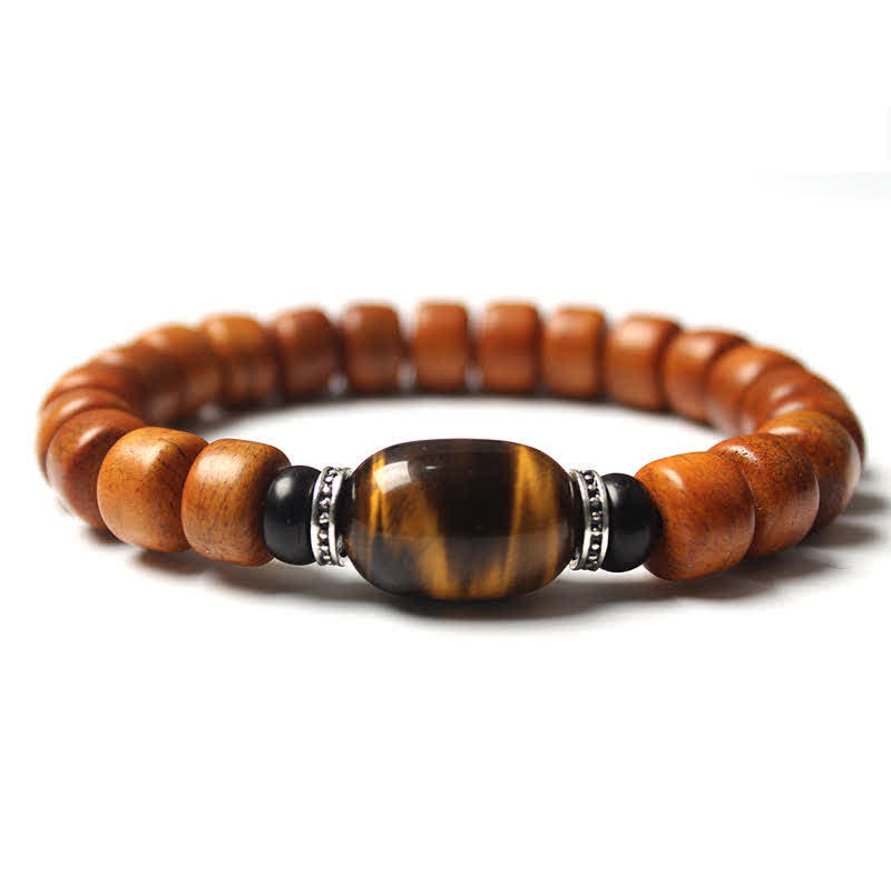 Bracelet de force en Buddha Stones, perles d'os tibétaines Om Mani Padme Hum