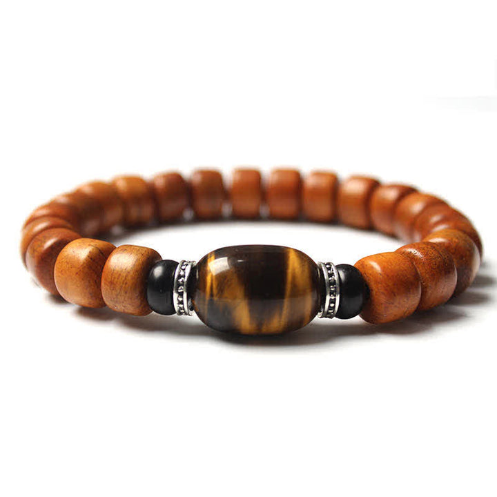 Bracelet de force en Buddha Stones, perles d'os tibétaines Om Mani Padme Hum