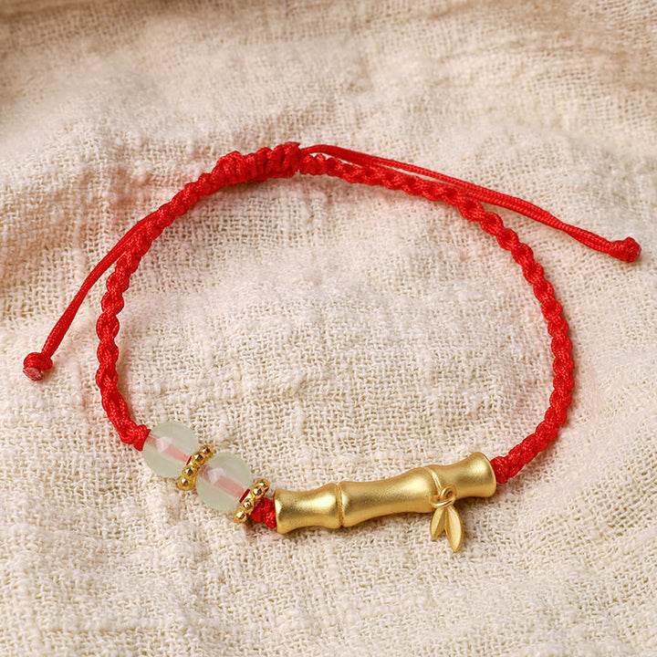 Bracelet tressé en bambou Buddha Stones et motif porte-bonheur