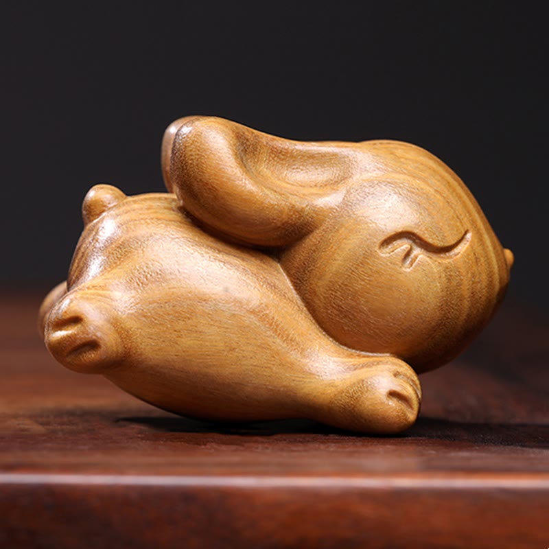 Buddha Stones de Santal Vert Petit Mini Lapin Mignon Lapin Décorations de Paix - Grand 7 cm - image 0
