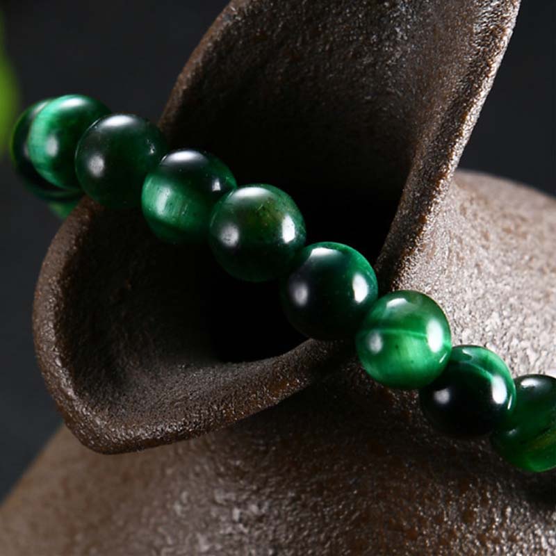 Bracelet de force en œil de tigre vert naturel Buddha Stones
