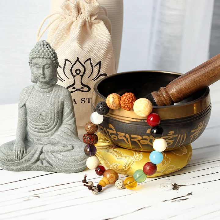 Coffret cadeau de méditation tibétaine en pierre de Bouddha - image 1