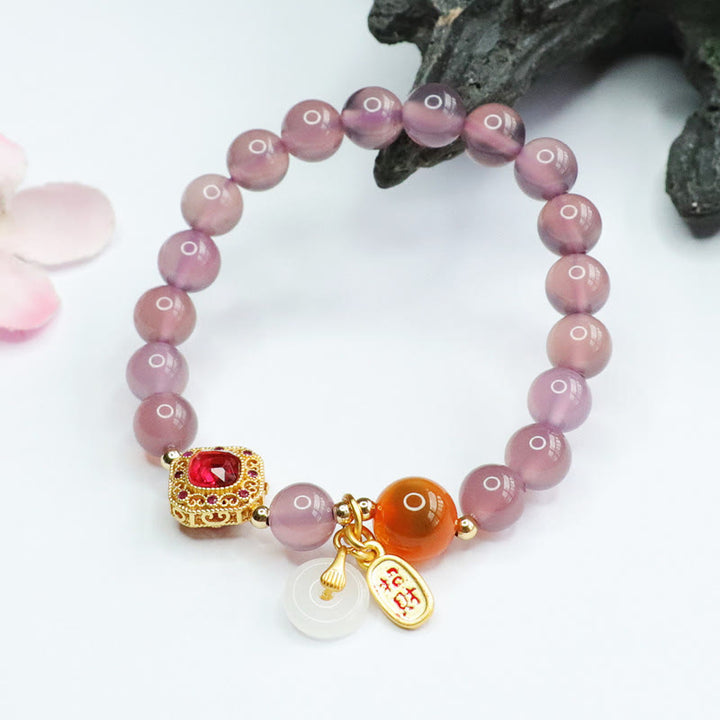 Bracelet porte-bonheur en agate naturelle et calcédoine violette Buddha Stones, boucle de paix, harmonie, porte-bonheur