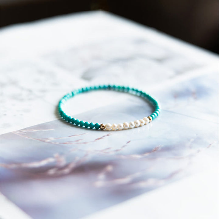 Bracelet en perles de turquoise naturelles en argent sterling 925 de Buddha Stones