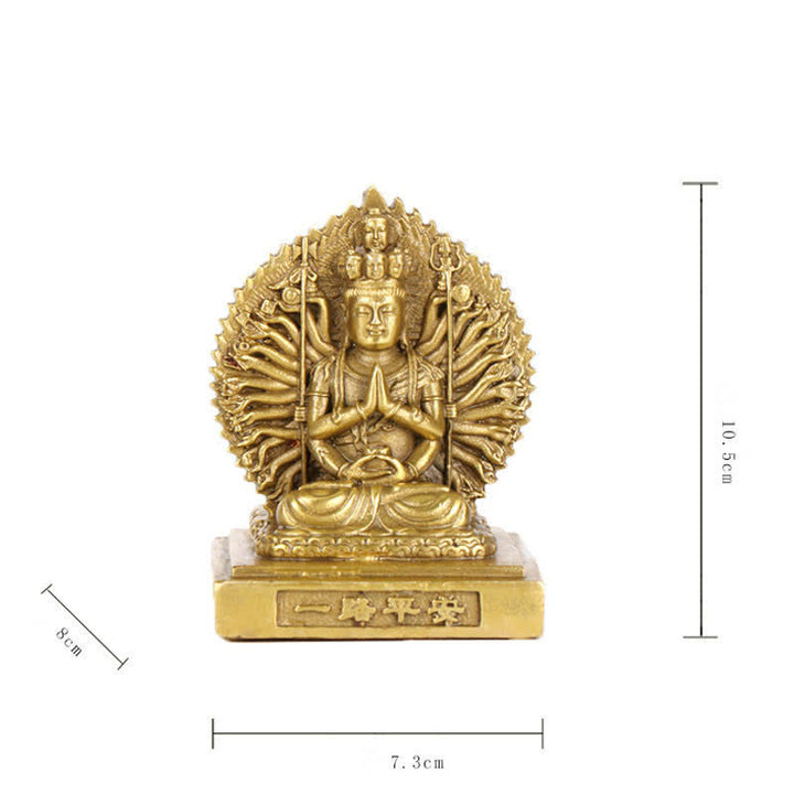 Figurine d'Avalokitesvara à mille mains de Chenrezig, statue de protection double face Kuan Yin Bodhisattva en cuivre massif, décoration - image 9