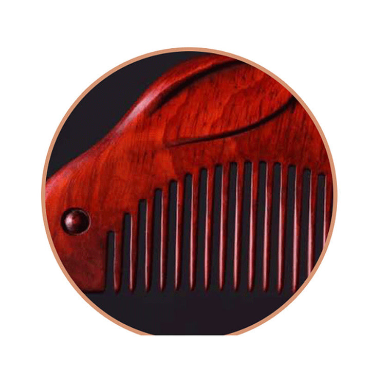 Peigne apaisant en forme de lapin mignon en bois de santal rouge à petites feuilles avec boîte cadeau