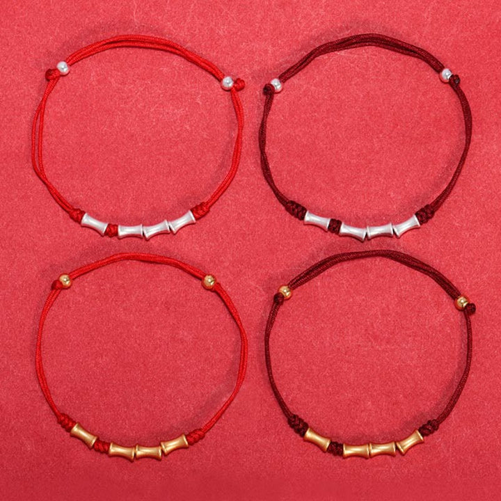 Bracelet tressé en argent sterling 925 Buddha Stones et motif bambou