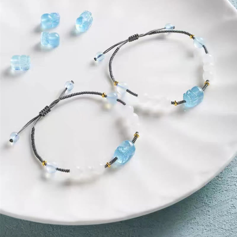 Bracelet de guérison en jade blanc naturel PiXiu Hetian Buddha Stones