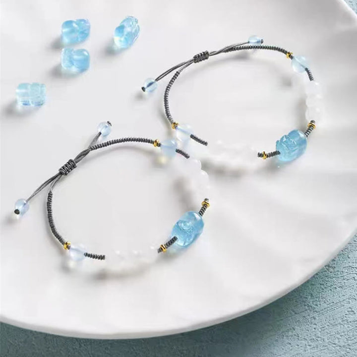 Bracelet de guérison en jade blanc naturel PiXiu Hetian Buddha Stones