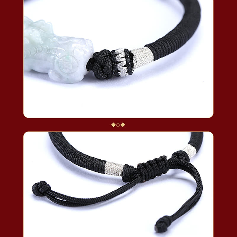 Bracelet tressé en jade naturel PiXiu fait à la main avec Buddha Stones